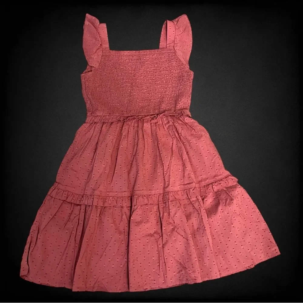 NWT Old Navy Girls Textured Clip-Dot Flutter-Sleeve Fit & Flare Dress Lge 10-12